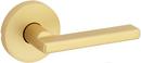 Passage Door Lever with Round Rosette in Satin Brass 