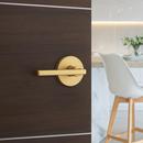 Passage Door Lever with Round Rosette in Satin Brass 