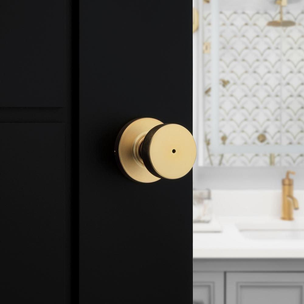 Round Privacy Door Knob in Satin Brass 