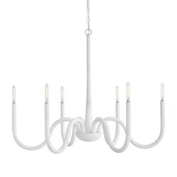6?Light 36? Chandelier with Curved Arms in Textured Plaster