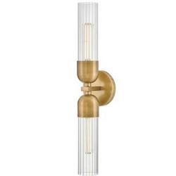 12W 2-Light 24in. Tall Wall Sconce in Heritage Brass