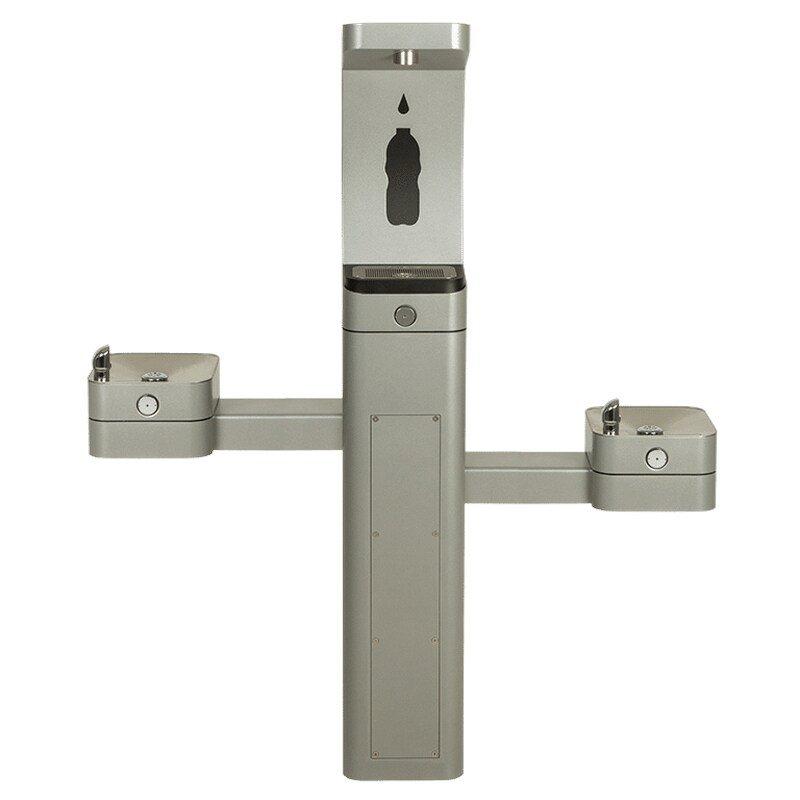 Outdoor Filtered Bottle Filler and Dual Fountain in Stainless Steel 