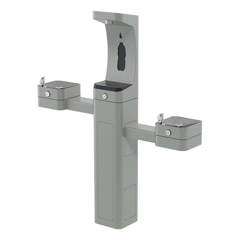 Outdoor Filtered Bottle Filler and Dual Fountain in Stainless Steel 
