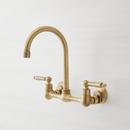 Signature Hardware Aged Brass Two Handle Wall Mount Kitchen Faucet 