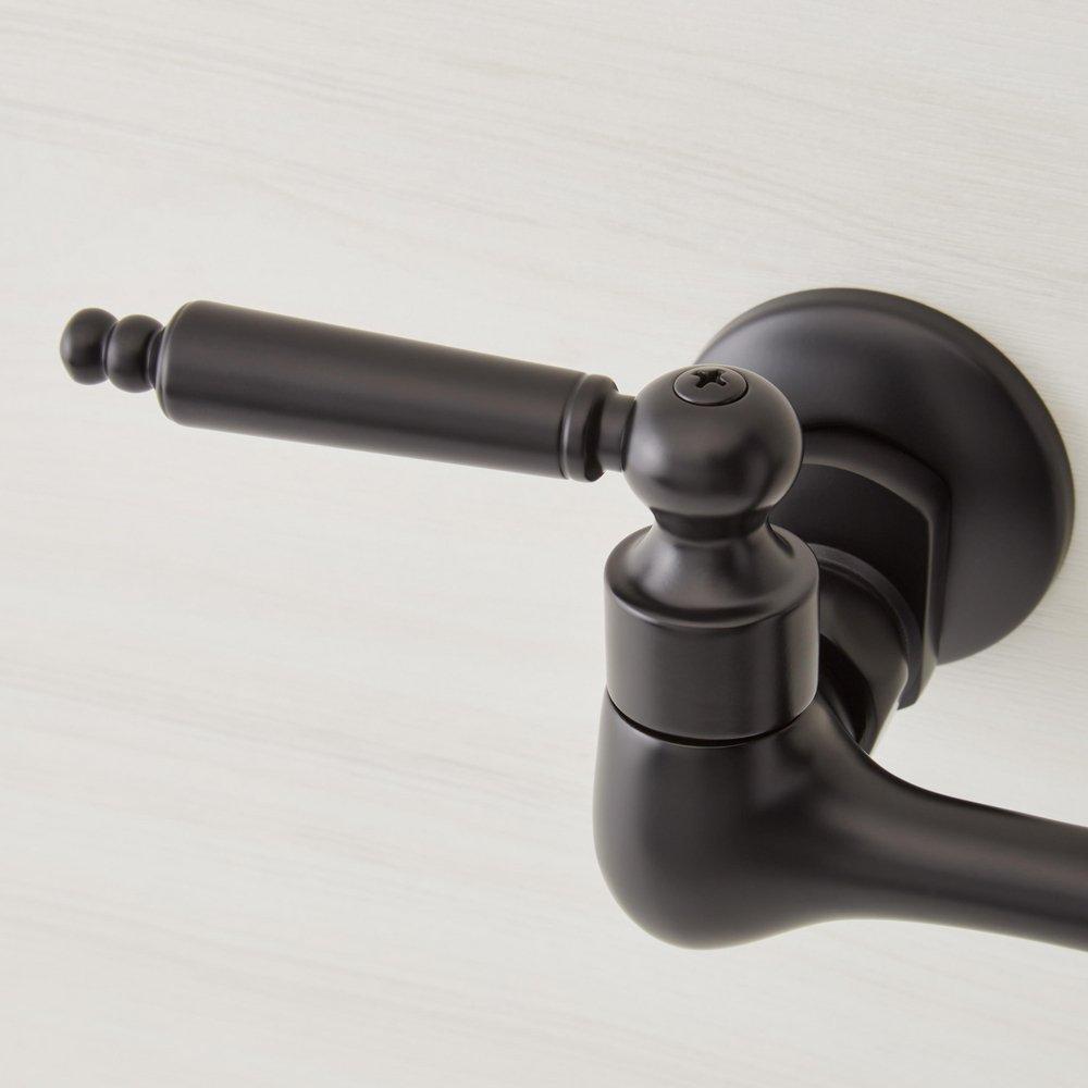 Signature Hardware Matte Black Two Handle Wall Mount Kitchen Faucet 