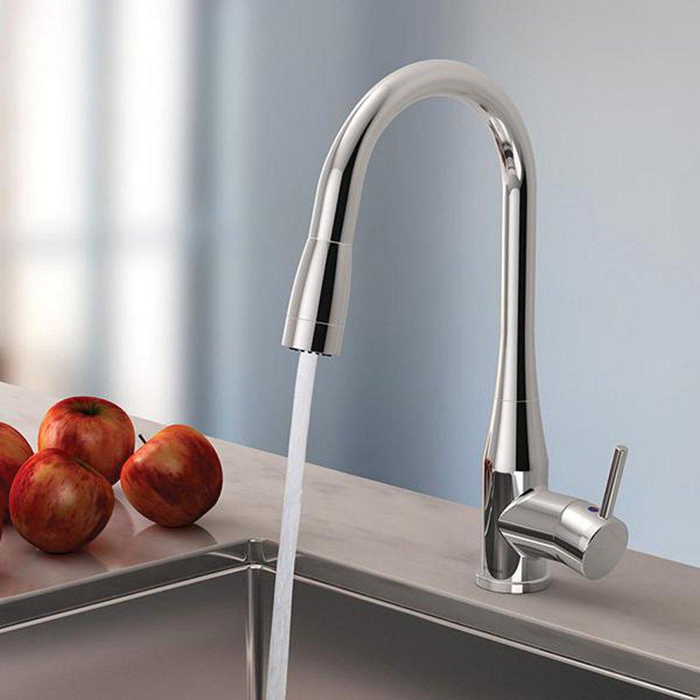 Single Handle Pull Down Kitchen Faucet in Polished Chrome 