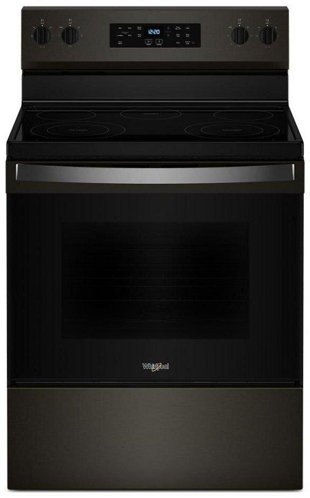 Whirlpool Black Stainless Steel 30 in. 5-Burner Electric Freestanding Range with Steam Clean 