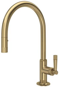 Single Handle Pull Down Kitchen Faucet in Antique Gold