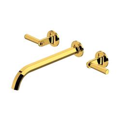 Two Handle Wall Mount Tub Filler in Unlacuered Brass (Trim Only)