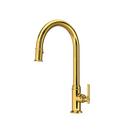 Single Handle Pull Down Kitchen Faucet in Unlacquered Brass