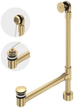 1-1/2 in. Free Standing Toe-Tap Drain Kit for Above-Floor Installation with Overflow in Antique Gold