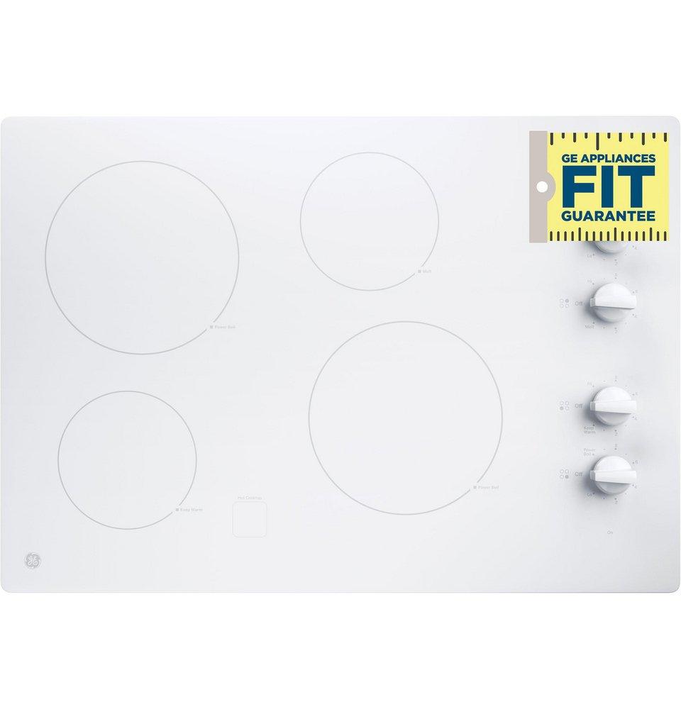 30 in. 4 Burner Smooth Top Control Electric Cooktop in White 