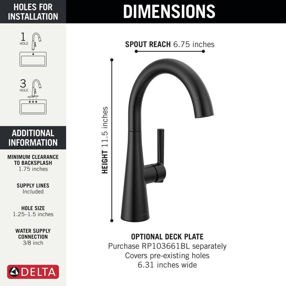 Delta Faucet Matte Black Single Handle Bar Faucet 
