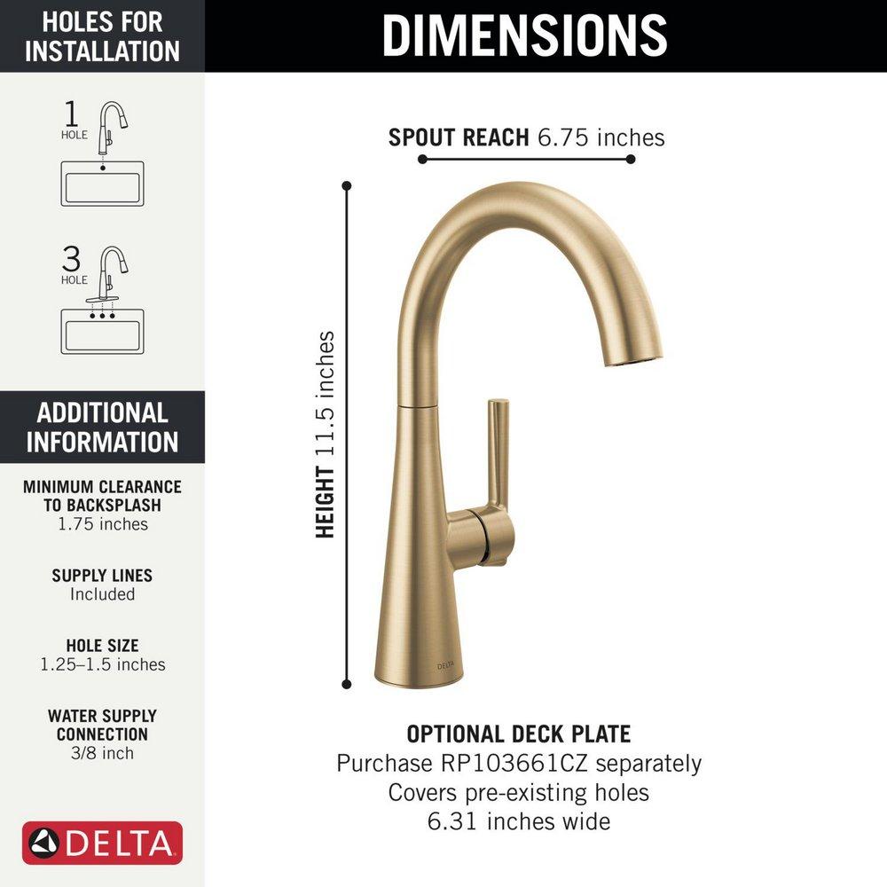 Delta Faucet Champagne Bronze Single Handle Bar Faucet 