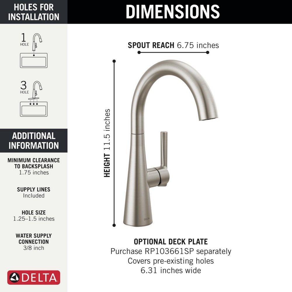 Delta Faucet SpotShield Stainless Single Handle Bar Faucet 