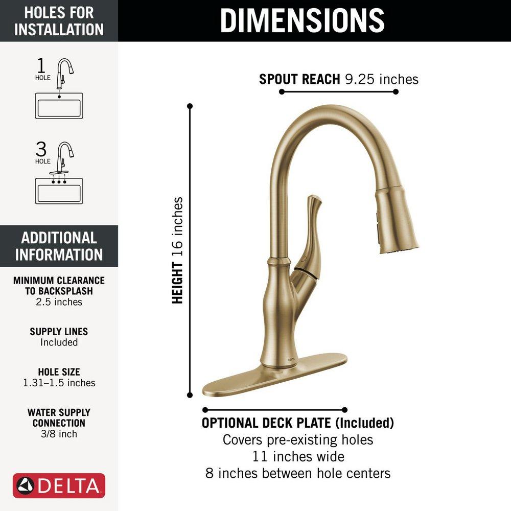 Single Handle Pull Down Kitchen Faucet in Champagne Bronze 