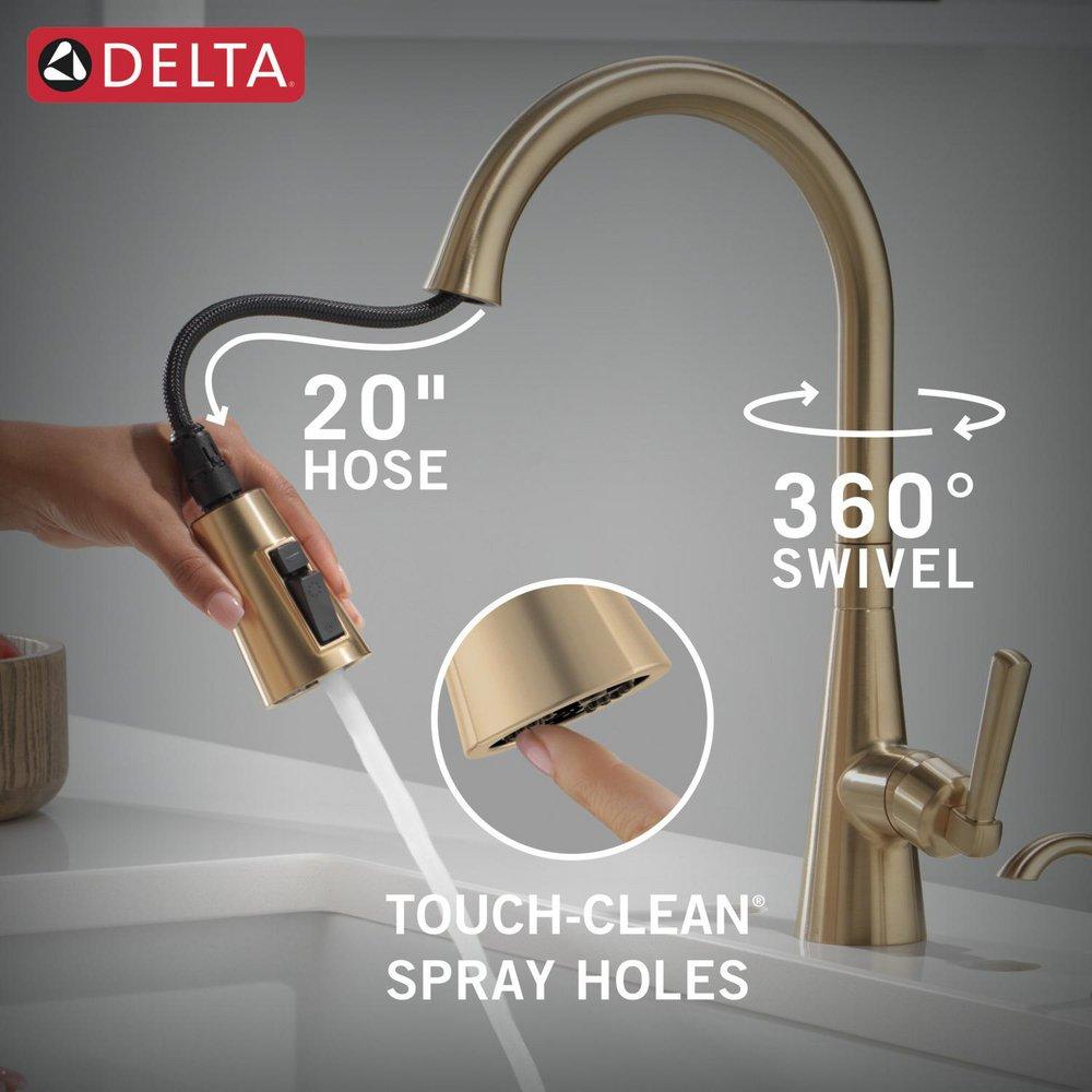 Single Handle Pull Down Kitchen Faucet with Soap Dispenser in Champagne Bronze 