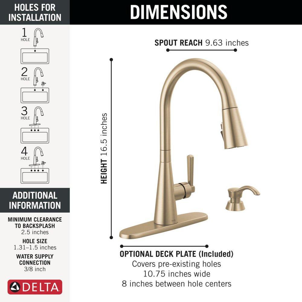 Single Handle Pull Down Kitchen Faucet with Soap Dispenser in Champagne Bronze 