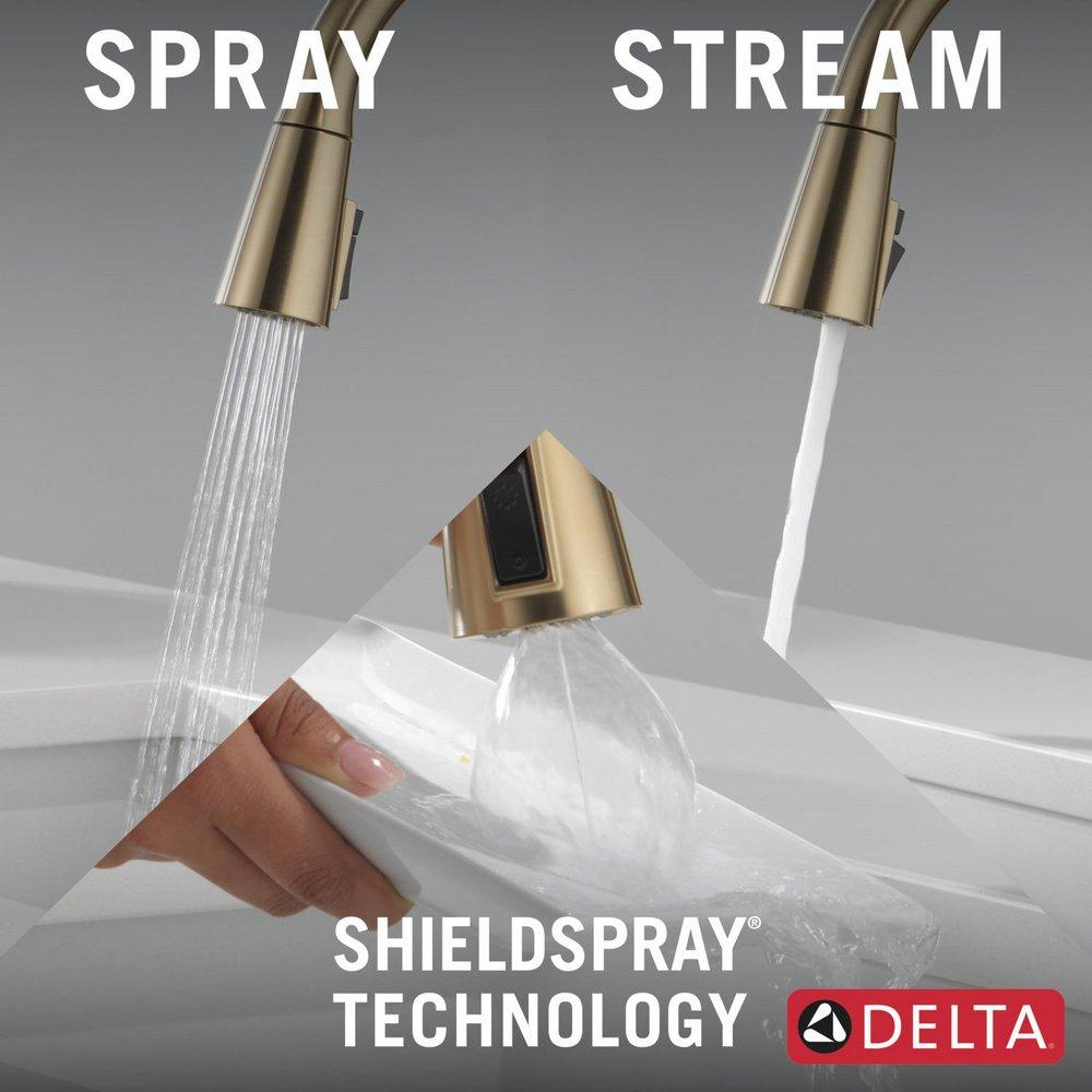 Single Handle Pull Down Kitchen Faucet with Soap Dispenser in Champagne Bronze 