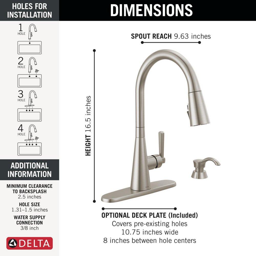 Single Handle Pull Down Kitchen Faucet with Soap Dispenser in SpotShield&reg; Stainless 