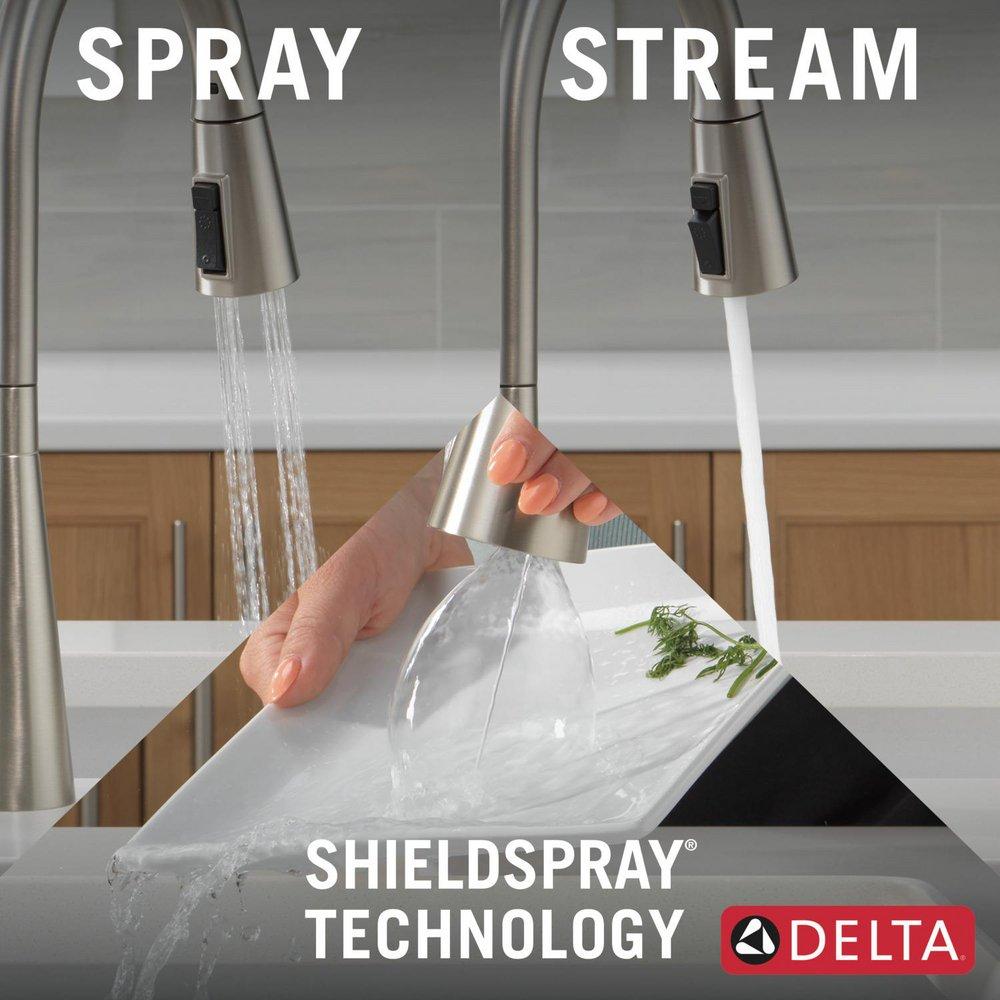 Single Handle Pull Down Kitchen Faucet with Soap Dispenser in SpotShield&reg; Stainless 