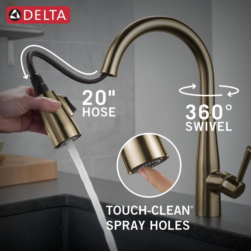 Single Handle Pull Down Kitchen Faucet in Champagne Bronze 