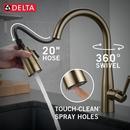 Single Handle Pull Down Kitchen Faucet in Champagne Bronze 
