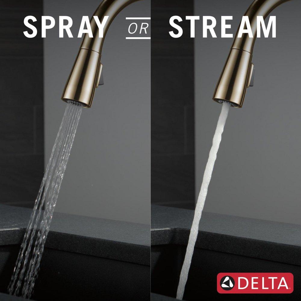 Single Handle Pull Down Kitchen Faucet with Touch Activation in Champagne Bronze 