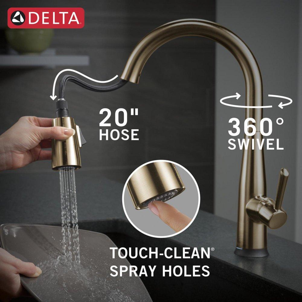 Single Handle Pull Down Kitchen Faucet with Touch Activation in Champagne Bronze 
