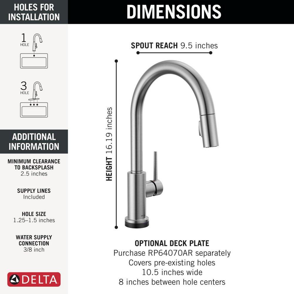 Single Handle Pull Down Kitchen Faucet with Touchless or Touch Activation in Arctic Stainless 