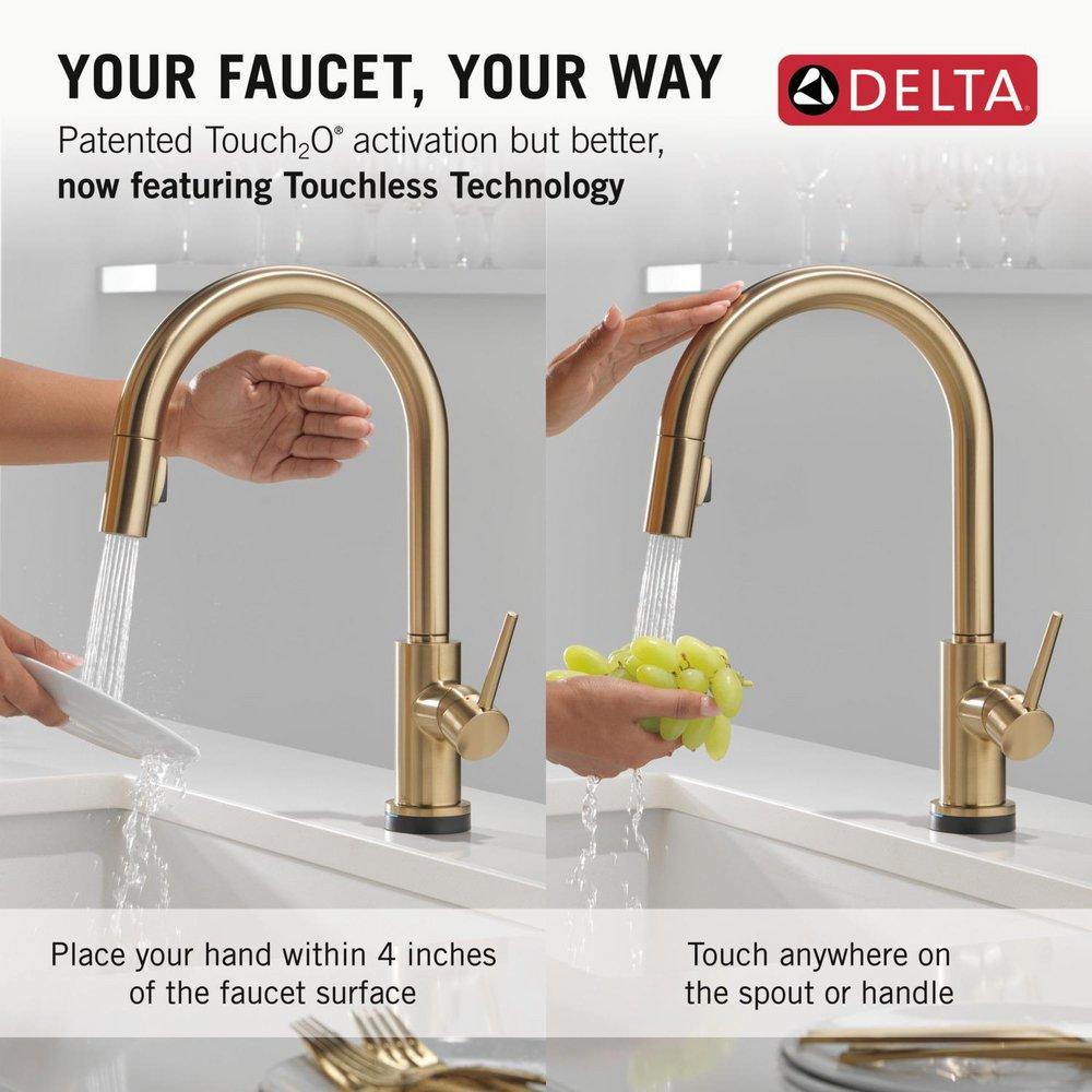 Single Handle Pull Down Touchless Kitchen Sink Faucet in Champagne Bronze 