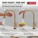 Single Handle Pull Down Touchless Kitchen Sink Faucet in Champagne Bronze 