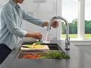 Single Handle Pull Down Kitchen Faucet with Touch and Voice Activation in Chrome 