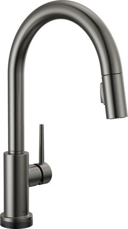 Single Handle Pull Down Kitchen Faucet with Touch and Voice Activation in Black Stainless