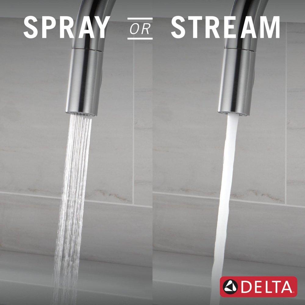 Single Handle Pull Down Kitchen Faucet with Touch and Voice Activation in Arctic Stainless 