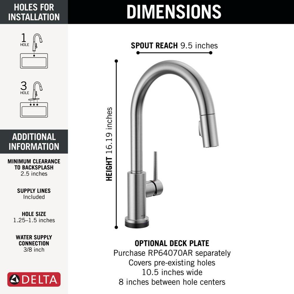 Single Handle Pull Down Kitchen Faucet with Touch and Voice Activation in Arctic Stainless 