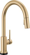 Single Handle Pull Down Kitchen Faucet with Touch and Voice Activation in Champagne Bronze