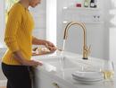 Single Handle Pull Down Kitchen Faucet with Touch and Voice Activation in Champagne Bronze 