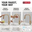 Single Handle Pull Down Kitchen Faucet with Touch and Voice Activation in Champagne Bronze 