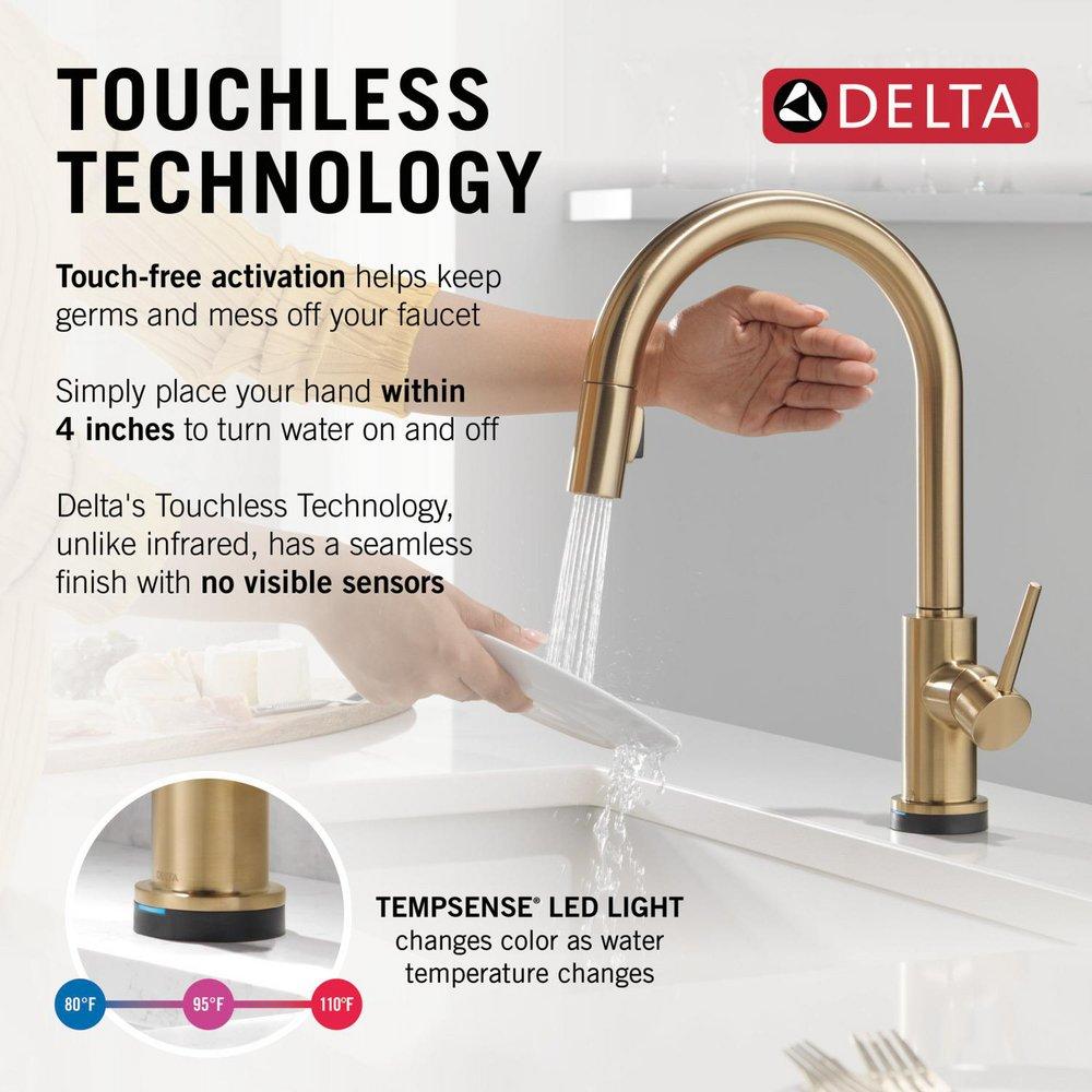 Single Handle Pull Down Kitchen Faucet with Touch and Voice Activation in Champagne Bronze 