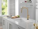 Single Handle Pull Down Kitchen Faucet with Touch and Voice Activation in Champagne Bronze 