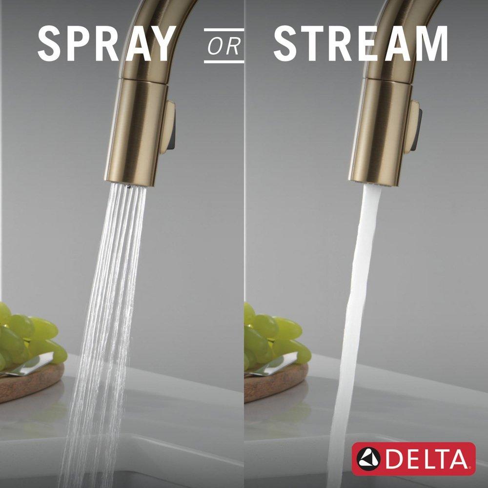 Single Handle Pull Down Kitchen Faucet with Touch and Voice Activation in Champagne Bronze 