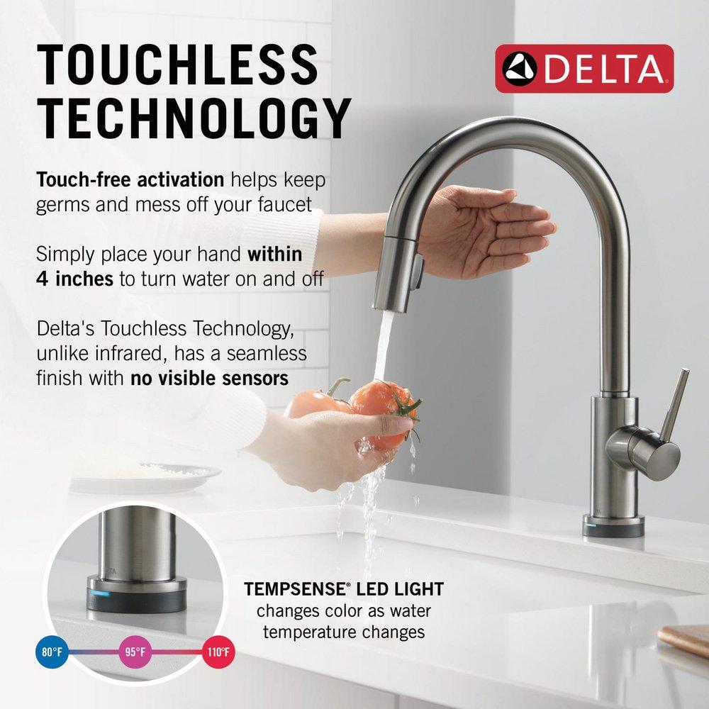 Single Handle Pull Down Kitchen Faucet with Touch and Voice Activation in Black Stainless 