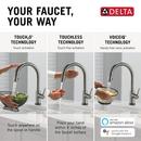 Single Handle Pull Down Kitchen Faucet with Touch and Voice Activation in Black Stainless 
