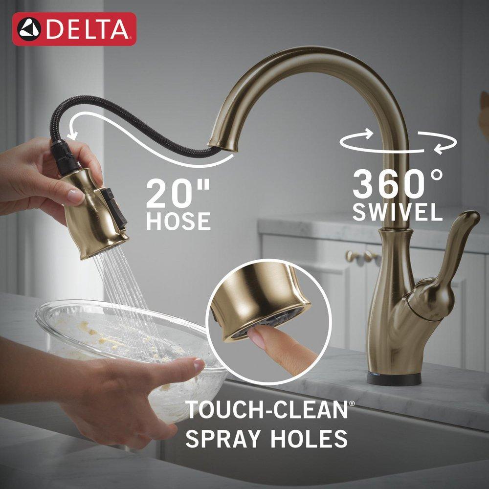 Single Handle Pull Down Kitchen Faucet with Touch Activation in Champagne Bronze 