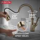 Single Handle Pull Down Kitchen Faucet with Touch Activation in Champagne Bronze 