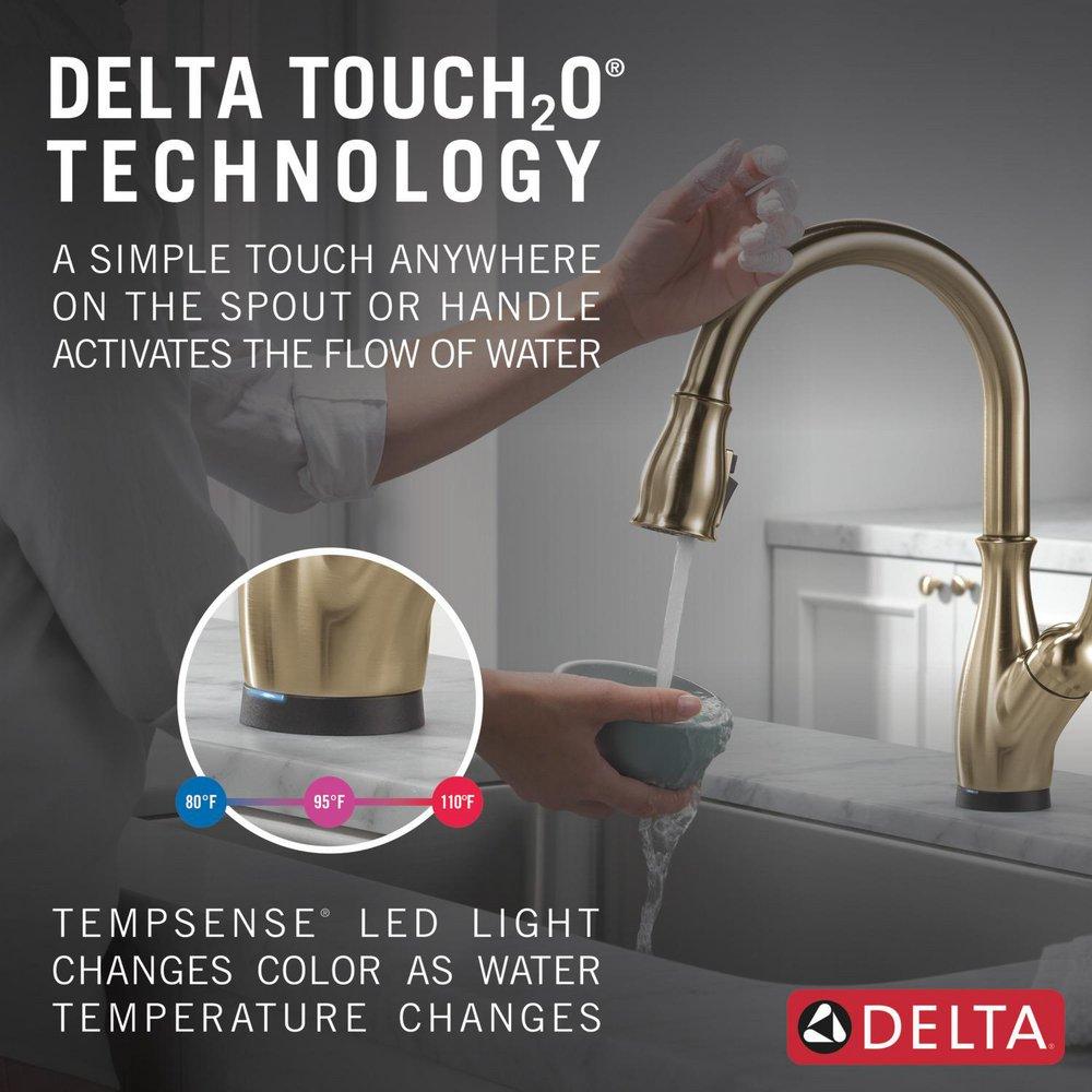 Single Handle Pull Down Kitchen Faucet with Touch Activation in Champagne Bronze 