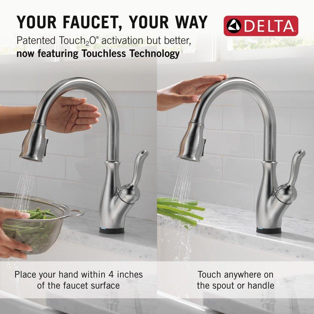 Single Handle Pull Down Touchless Kitchen Faucet with Touch Activation in Arctic Stainless 