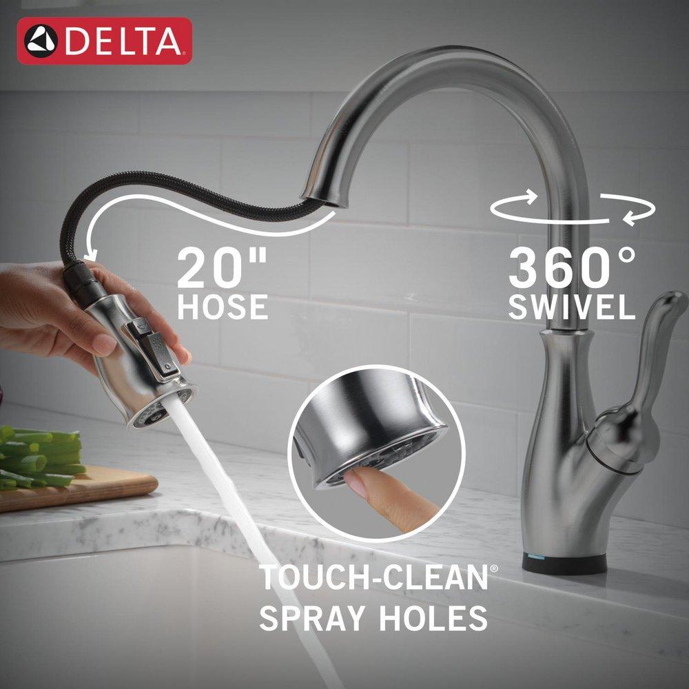Single Handle Pull Down Touchless Kitchen Faucet with Touch Activation in Arctic Stainless 