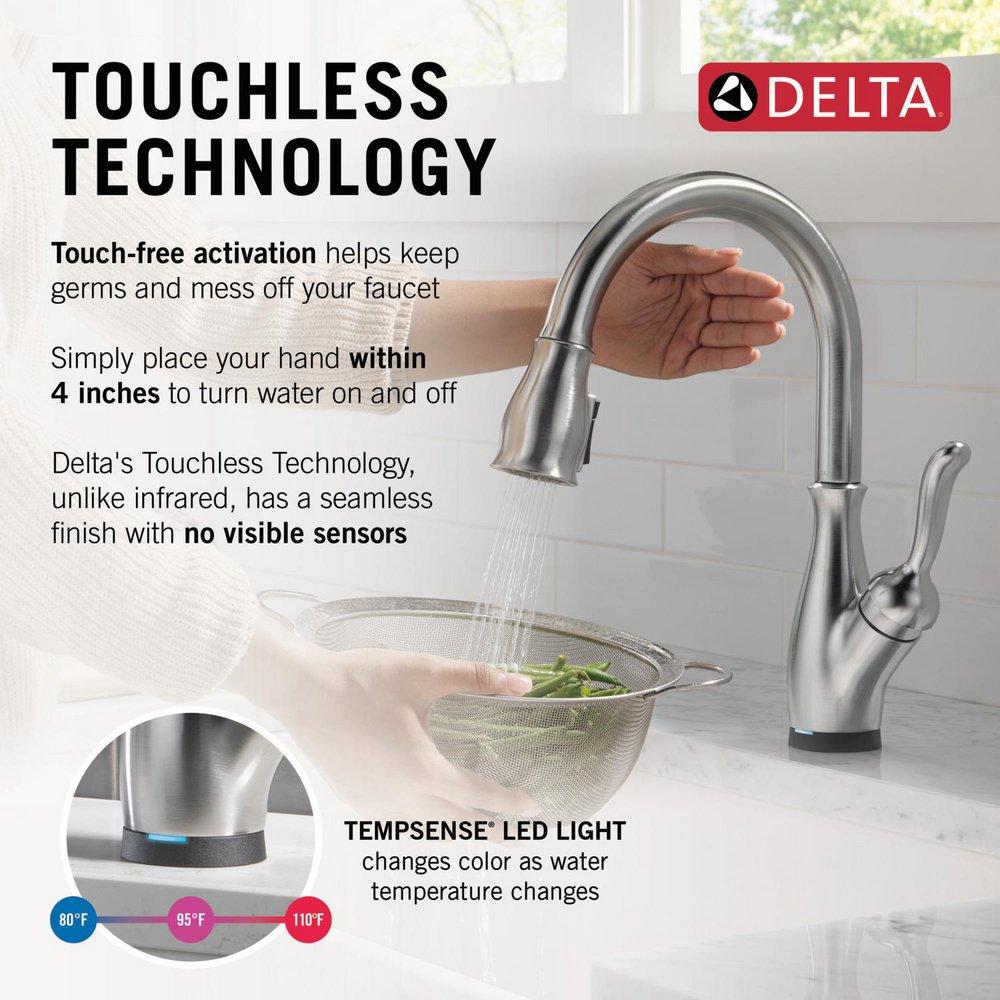 Single Handle Pull Down Touchless Kitchen Faucet with Touch Activation in Arctic Stainless 